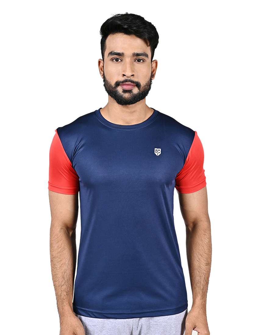 men color block short sleeve slim fit t-shirt