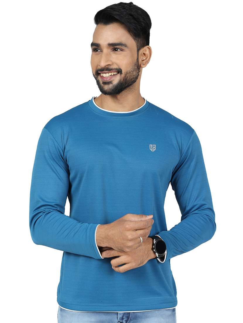 men logo print long sleeve slim fit t-shirt