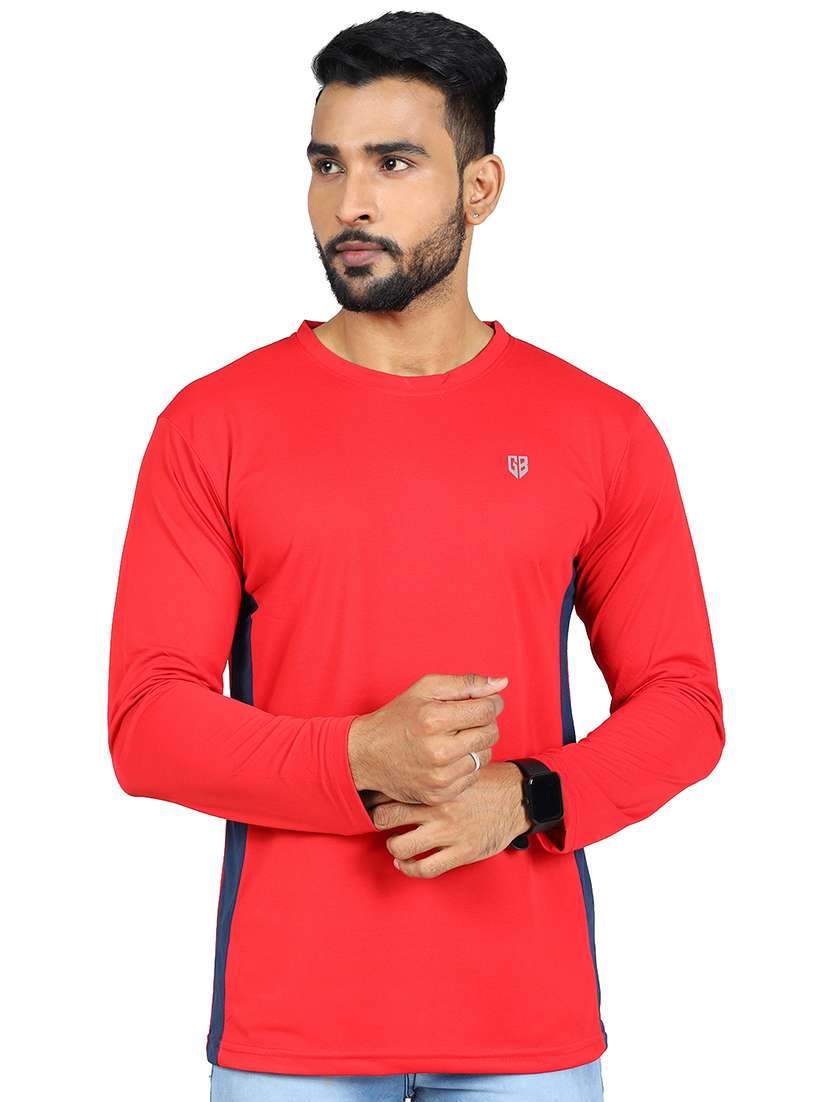men color block long sleeve slim fit t-shirt
