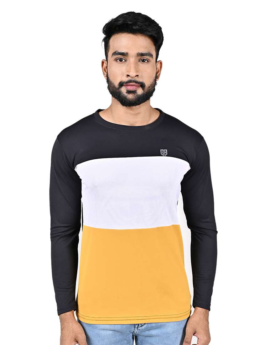 men color block long sleeve slim fit t-shirt