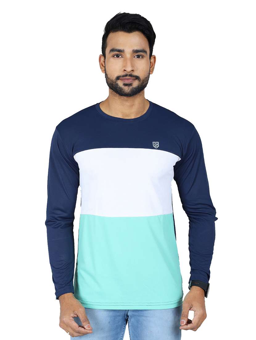 men color block long sleeve slim fit t-shirt
