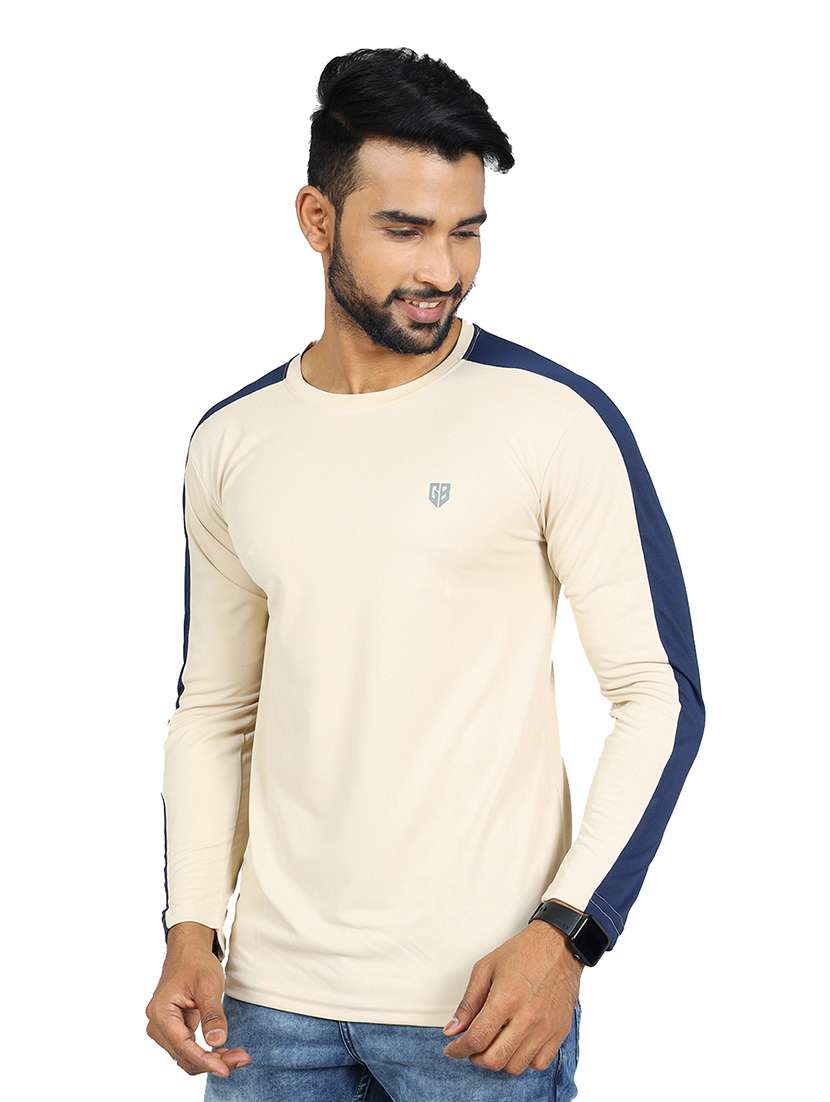 men color block long sleeve slim fit t-shirt