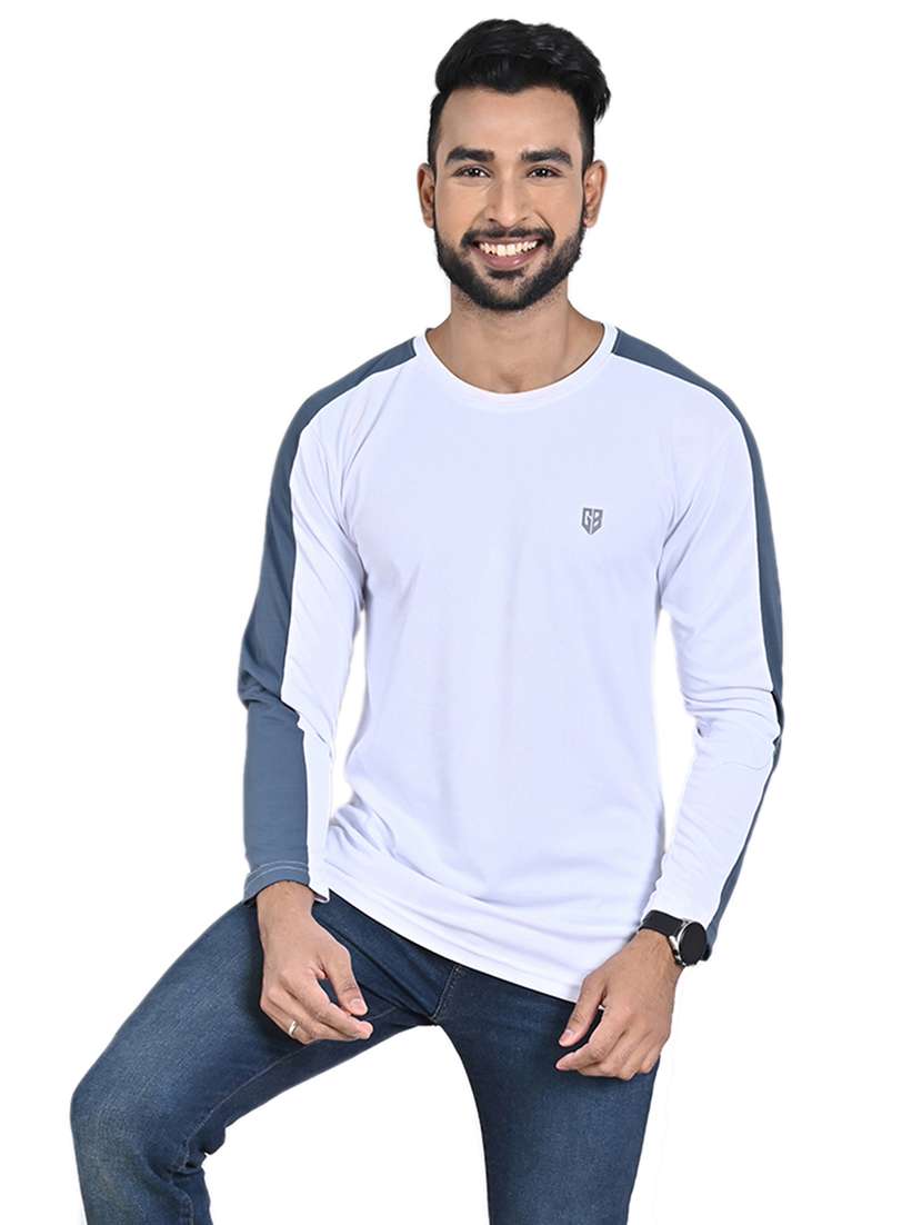 men color block long sleeve slim fit t-shirt