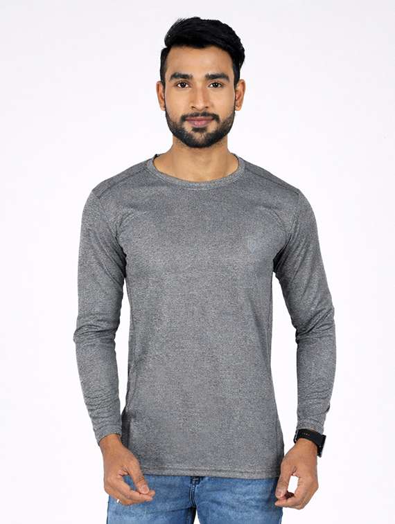men textured long sleeve slim fit t-shirt