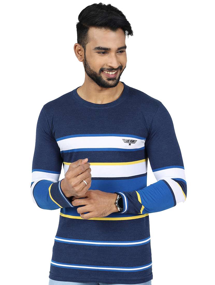 men striped long sleeve slim fit t-shirt