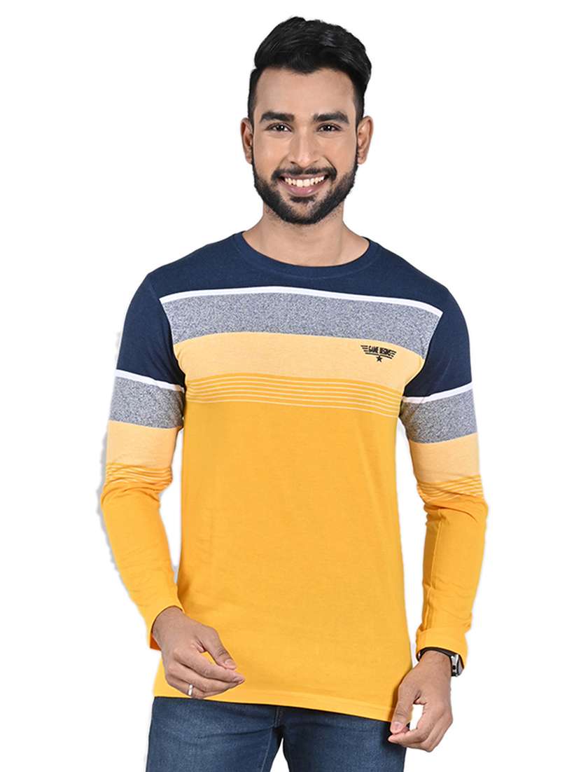 men color block long sleeve slim fit t-shirt