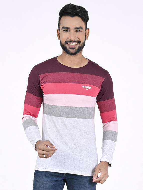 men striped long sleeve slim fit t-shirt