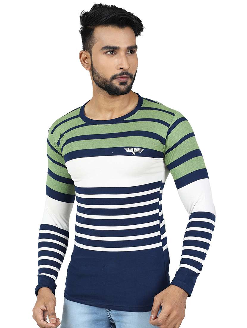 men striped long sleeve slim fit t-shirt