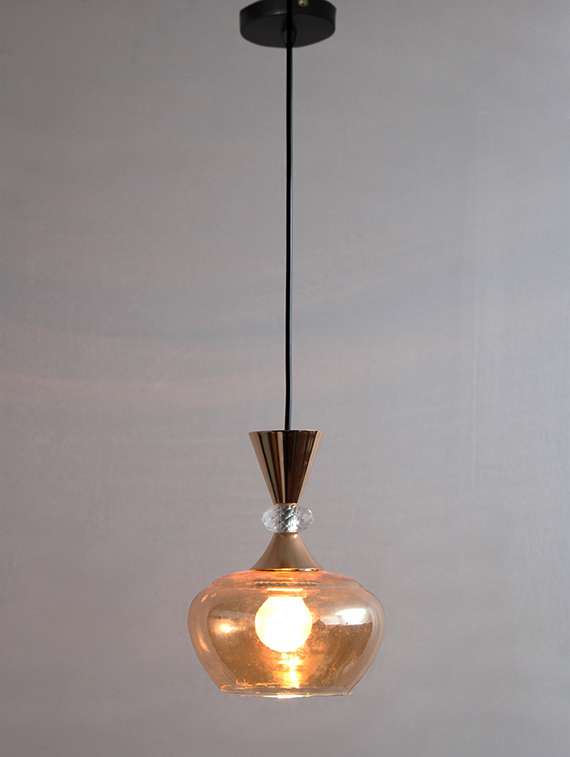 Amber Kachori Glass Pendant Light With Gold Finish - 22299390 -  Standard Image - 3
