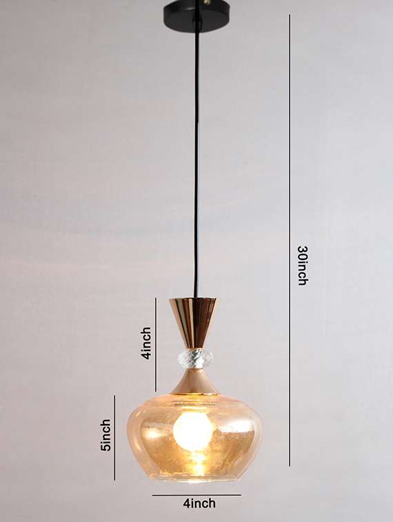 Amber Kachori Glass Pendant Light With Gold Finish - 22299390 -  Standard Image - 5