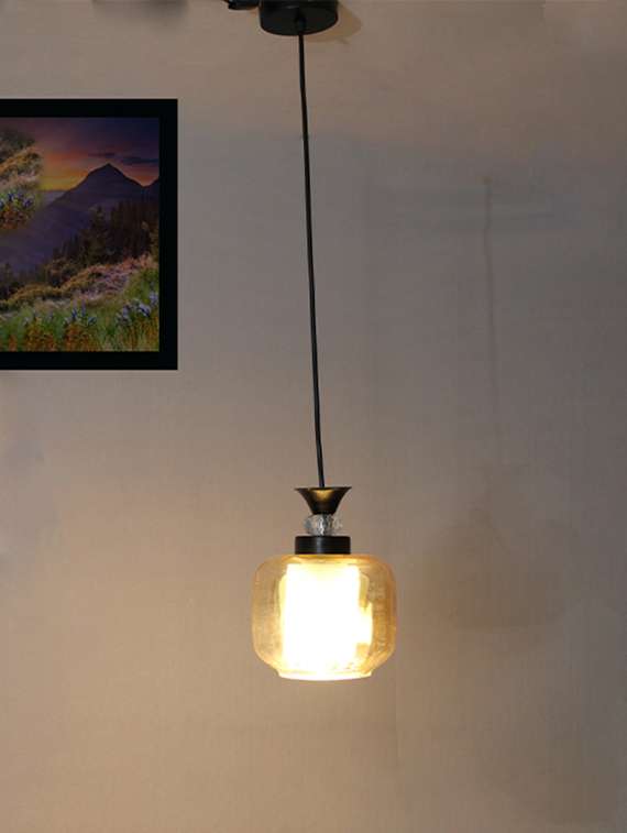 modern amber glass pendant light black finish