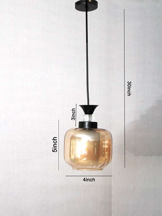 modern amber glass pendant light black finish - 22299397 -  Standard Image - 5