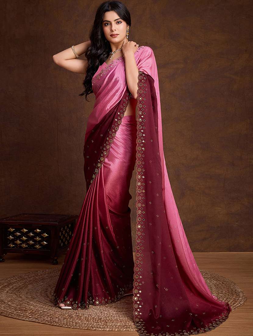 women ombre embellished saree with blouse