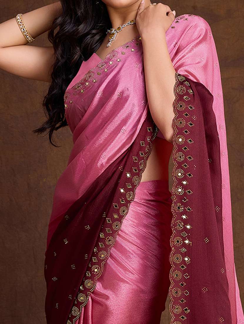 women ombre embellished saree with blouse - 22299398 -  Standard Image - 3