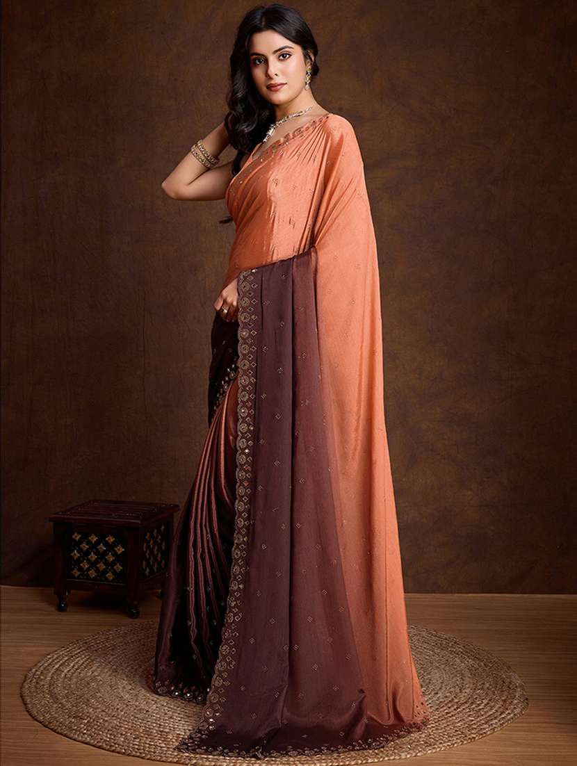 women ombre embellished saree with blouse