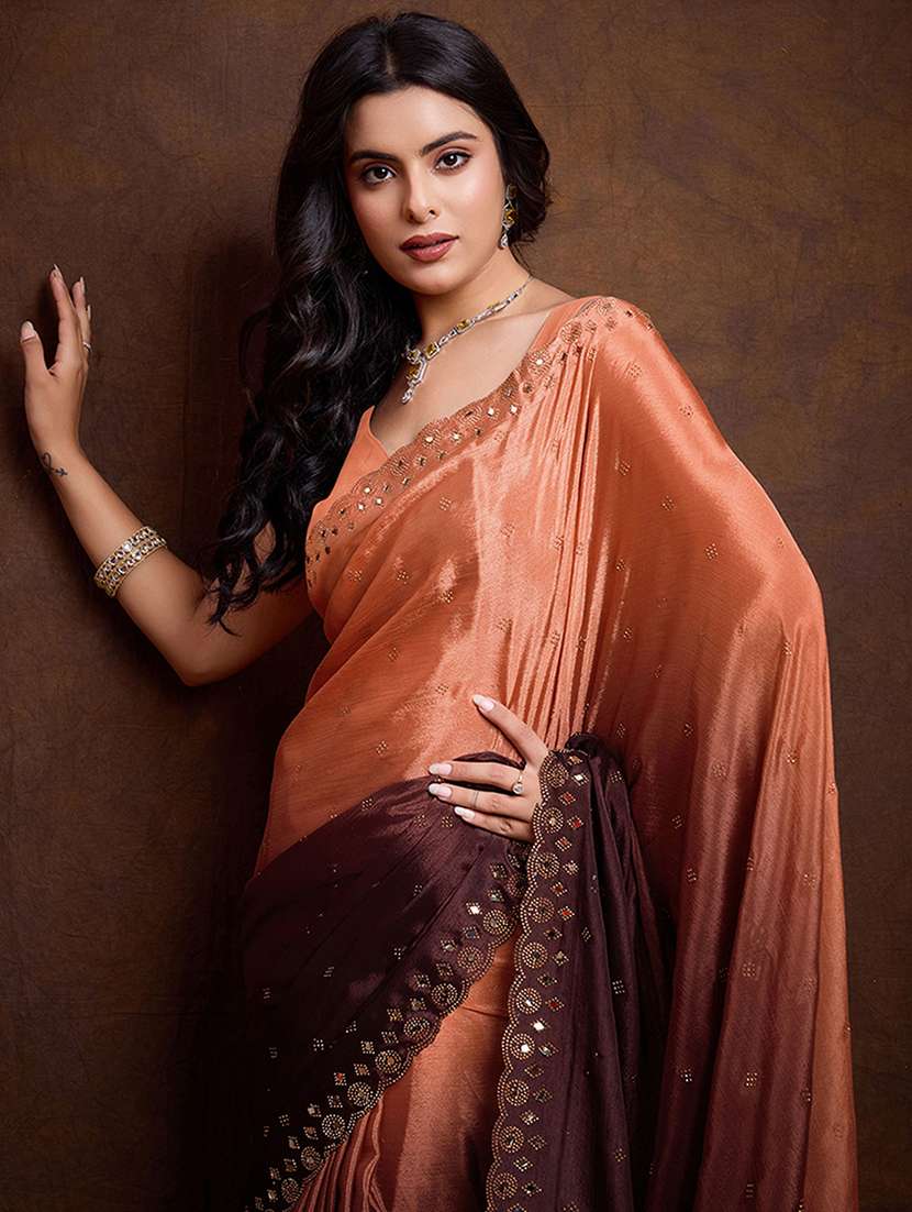 women ombre embellished saree with blouse - 22299401 -  Standard Image - 3