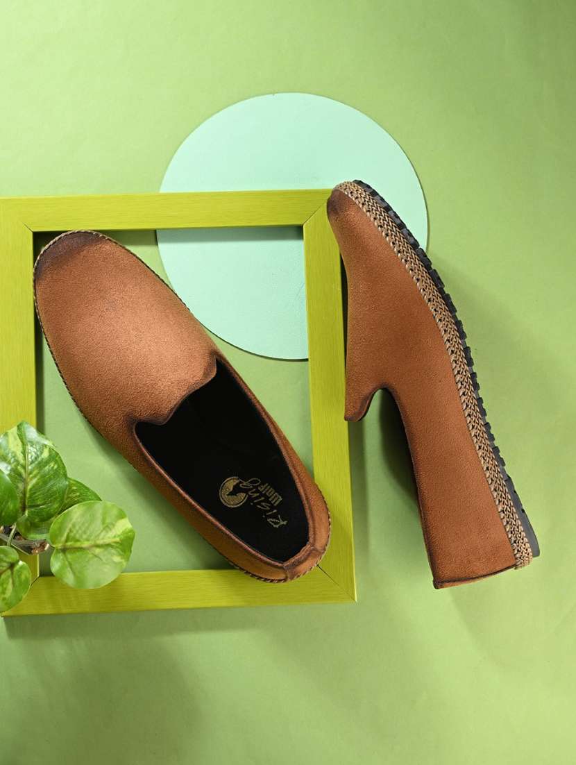 men tan slip on loafer