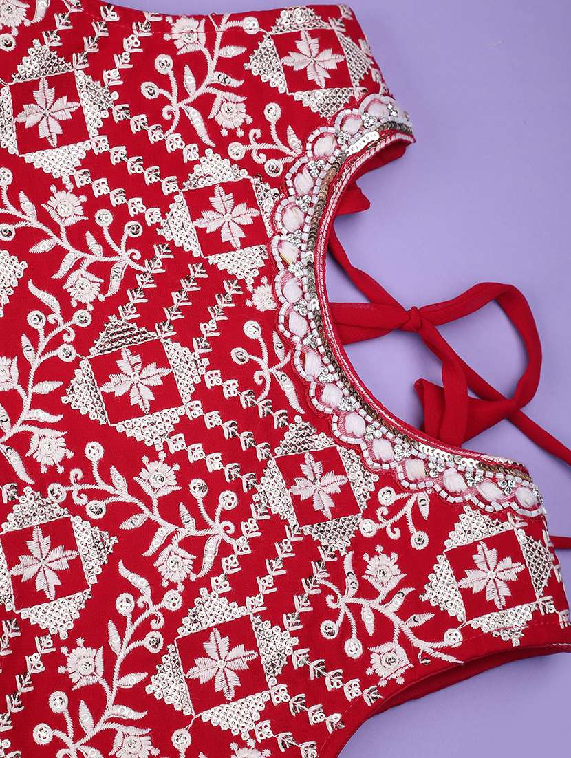 Girls Embroidered Sleeveless Kurta Skirt Set - 22299527 -  Standard Image - 3