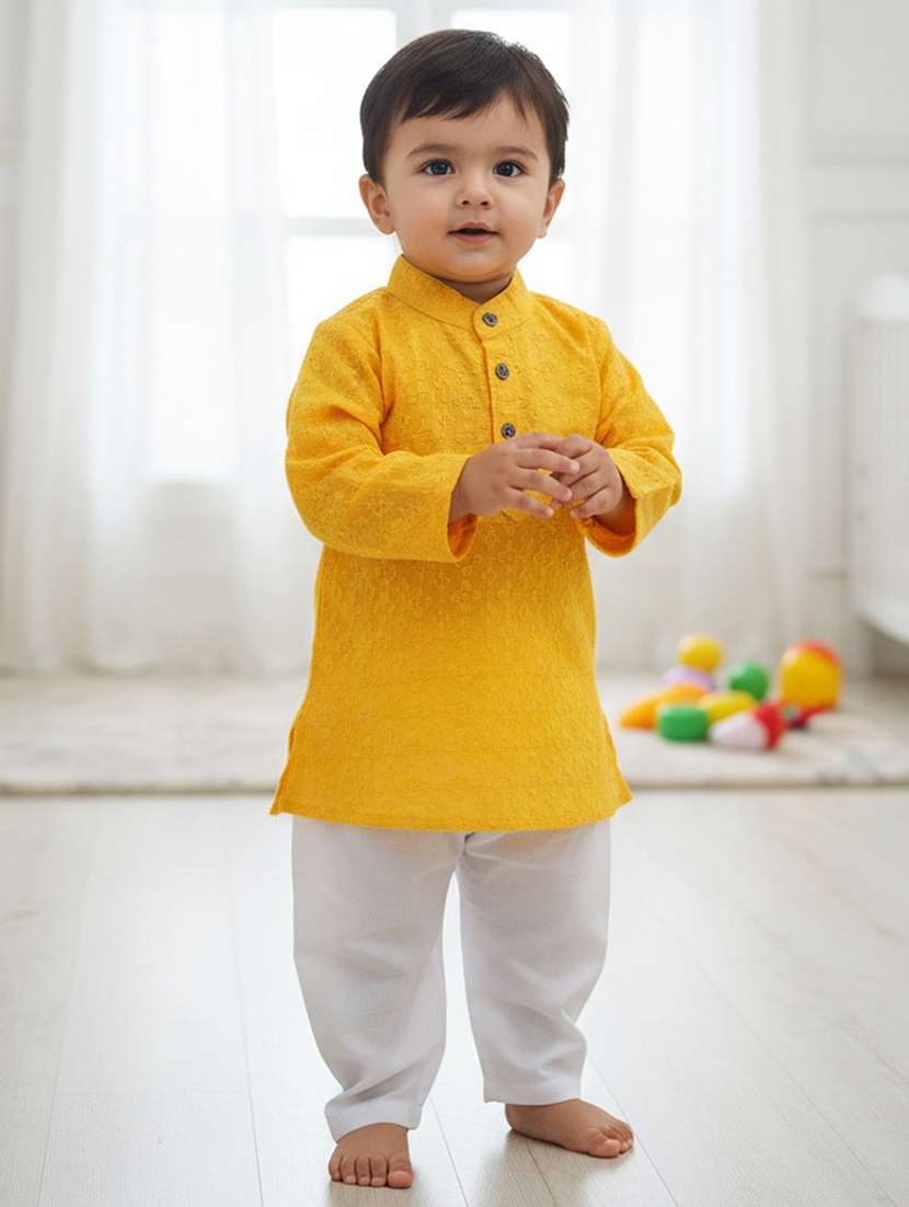 boys embroidered kurta and pyjama set