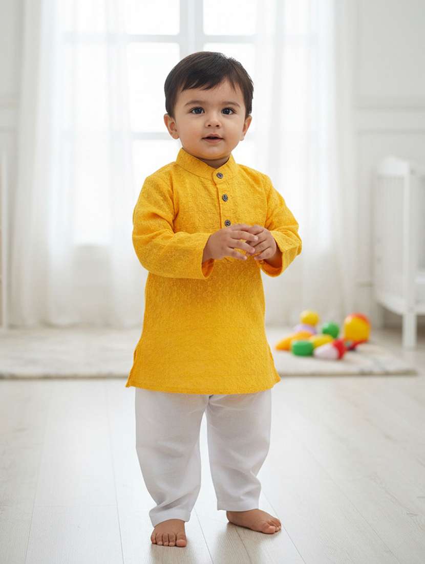 boys embroidered kurta and pyjama set
