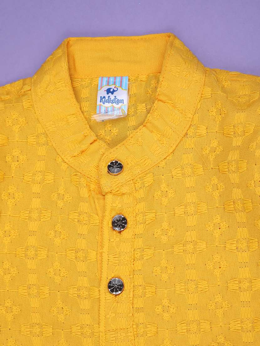 boys embroidered kurta and pyjama set - 22299630 -  Standard Image - 3