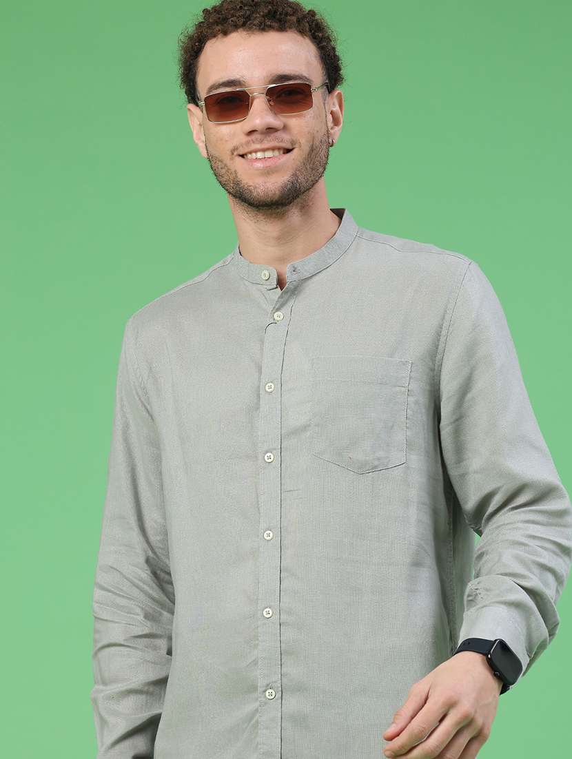 men solid long sleeve regular fit casual shirt