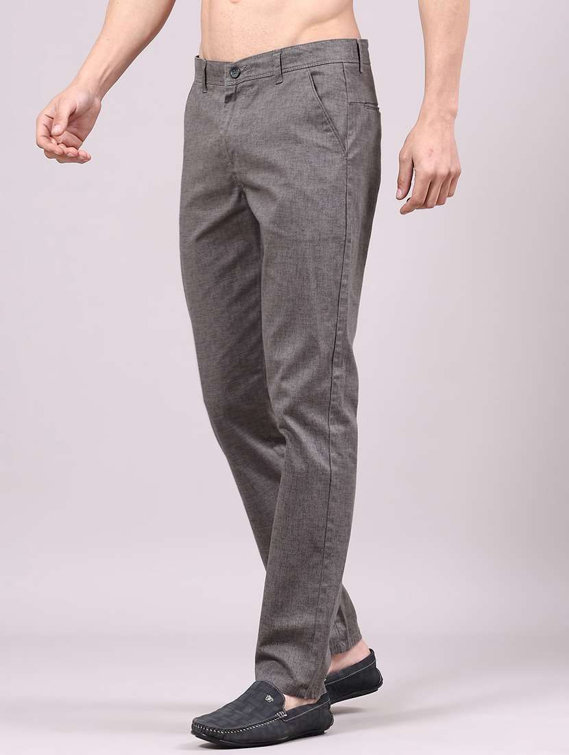 men solid mid rise chinos casual trouser