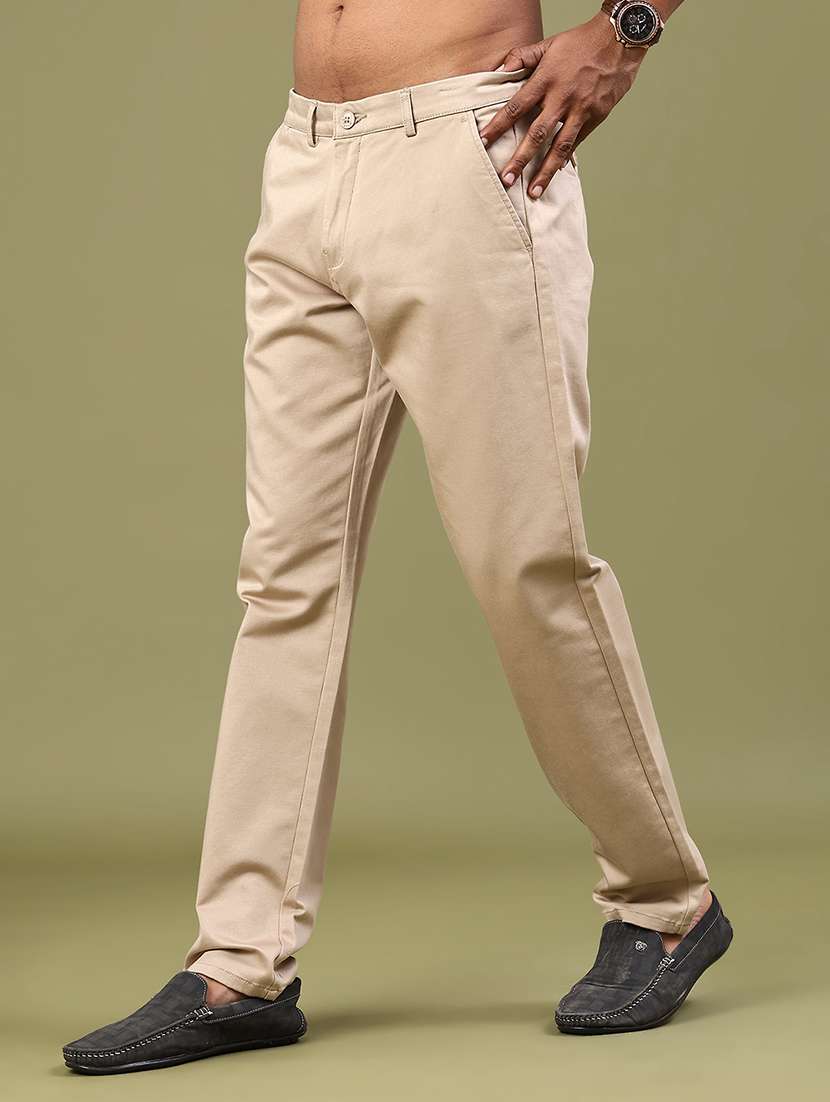 beige cotton chinos casual trousers