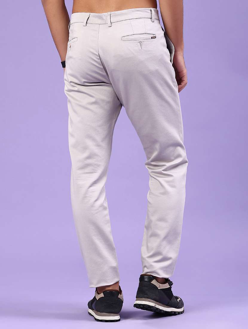 Men Solid Mid Rise Chinos Casual Trouser - 22299731 -  Standard Image - 3