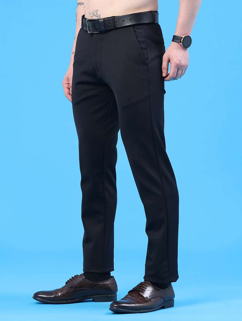 men solid mid rise flat front formal trouser - 22299808 -  Standard Image - 3