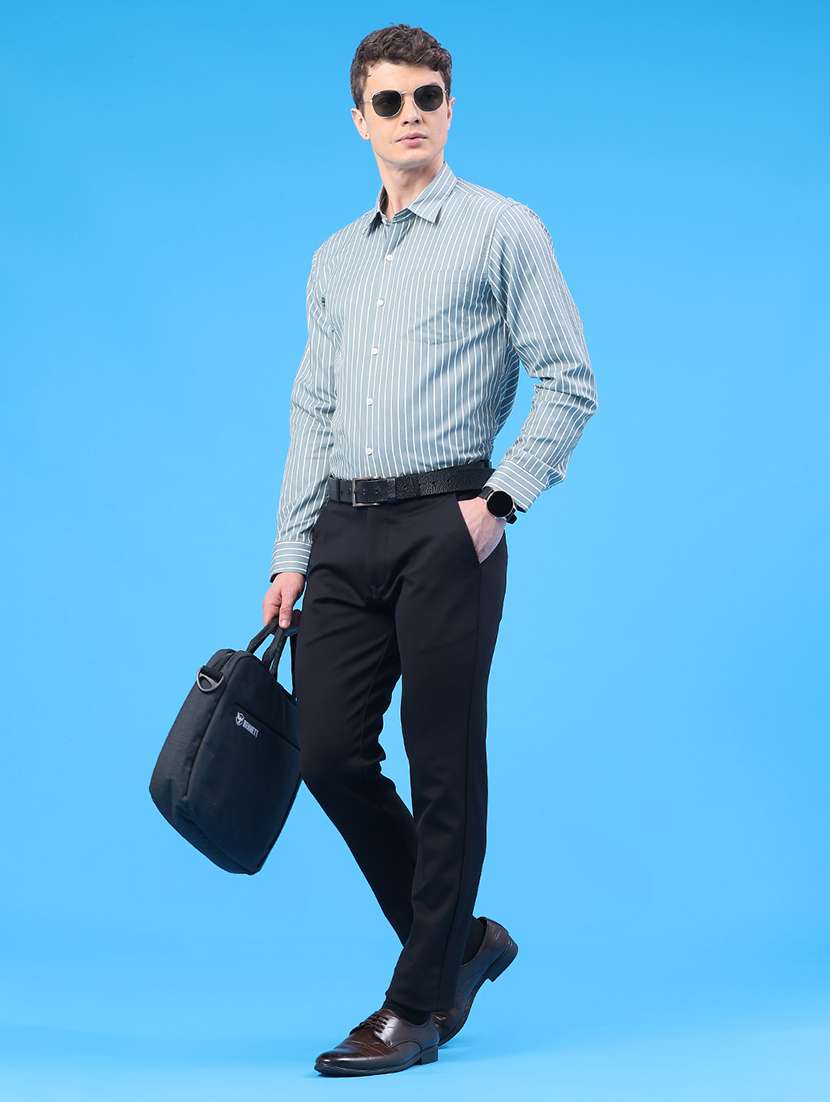 men solid mid rise flat front formal trouser - 22299808 -  Standard Image - 5