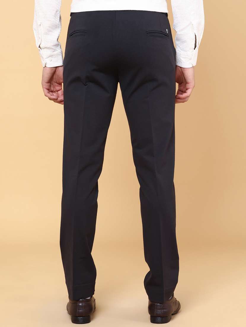 Grey Cotton Flat Front Trousers Formal - 22299812 -  Standard Image - 3