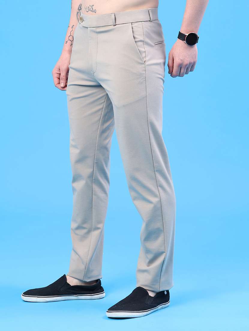 men solid mid rise flat front formal trouser - 22299814 -  Standard Image - 3