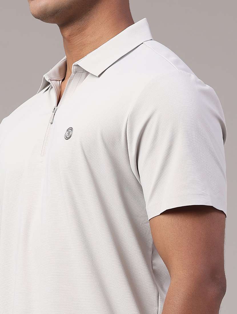 men's grey seamless polo-t-shirt with tonal stitching  slim fit breathable stretch - 22299820 -  Standard Image - 3