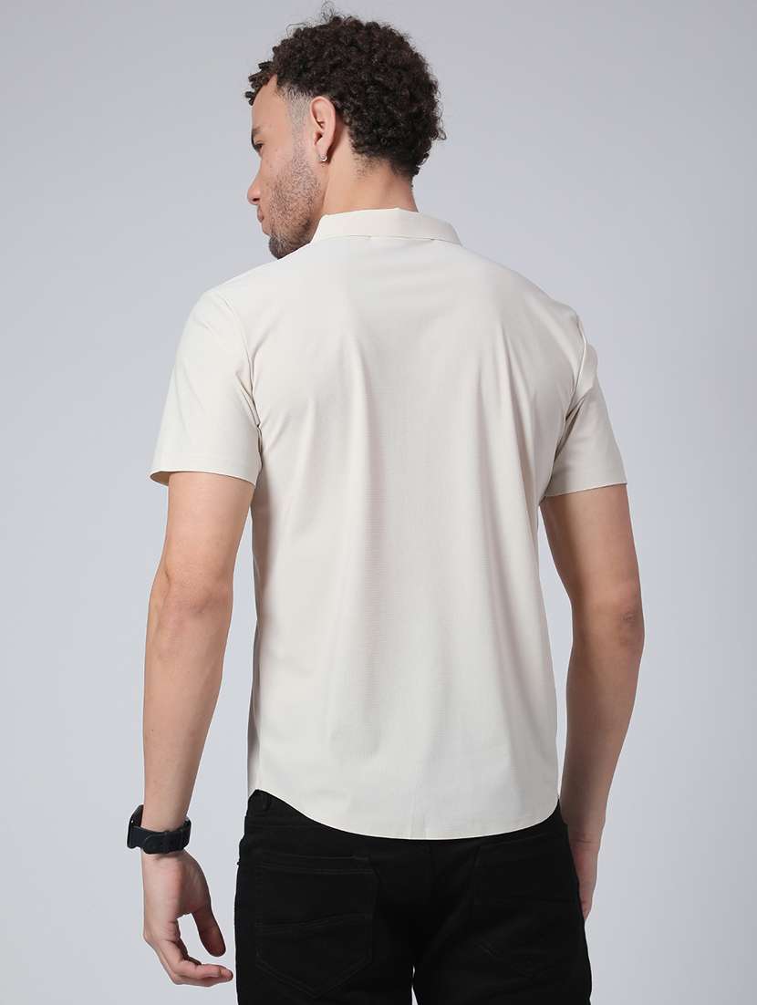 men solid short sleeve slim fit casual shirt - 22299822 -  Standard Image - 3