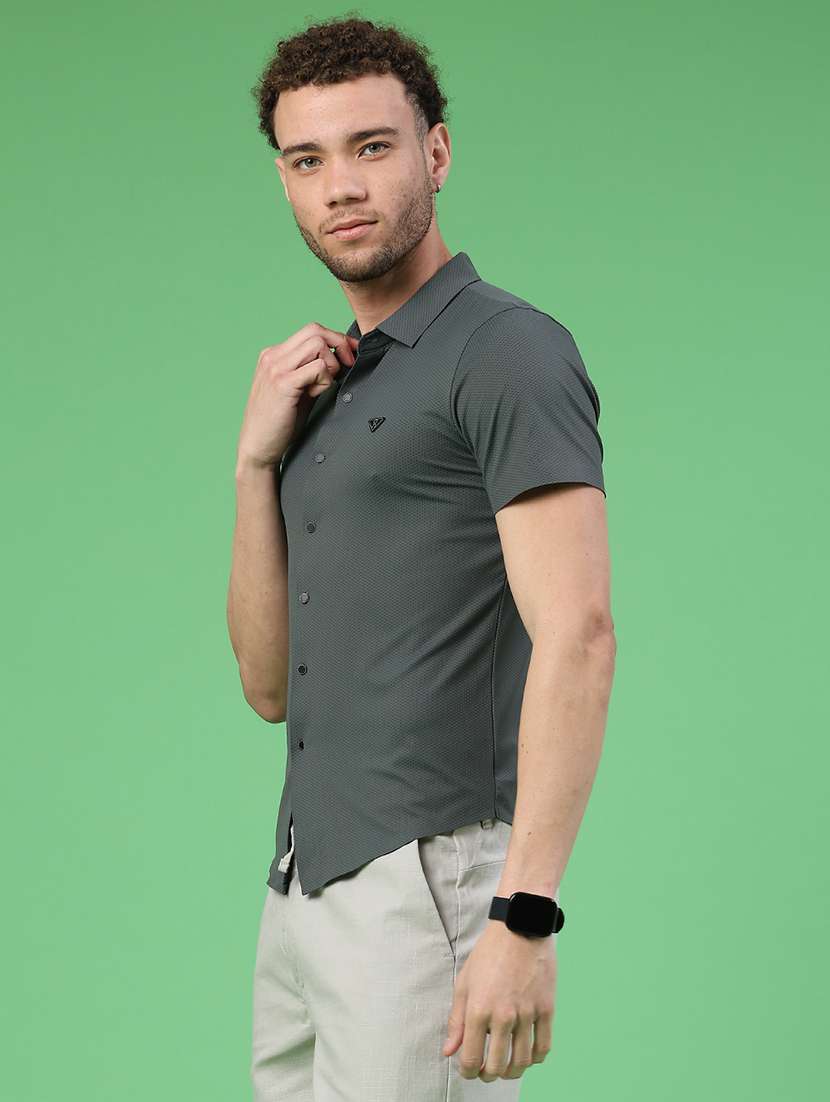 men solid short sleeve slim fit casual shirt - 22299823 -  Standard Image - 3