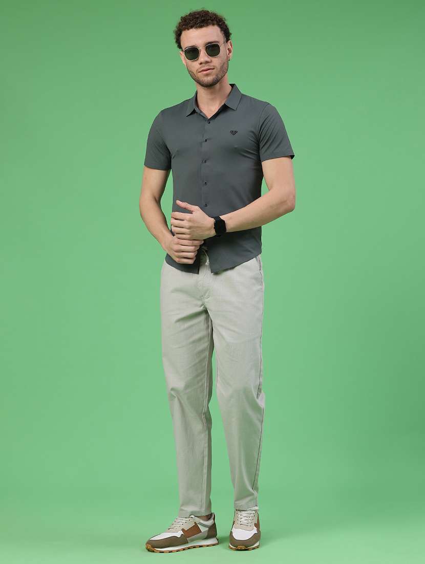 men solid short sleeve slim fit casual shirt - 22299823 -  Standard Image - 5