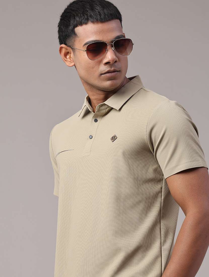 men solid short sleeve polo t-shirt