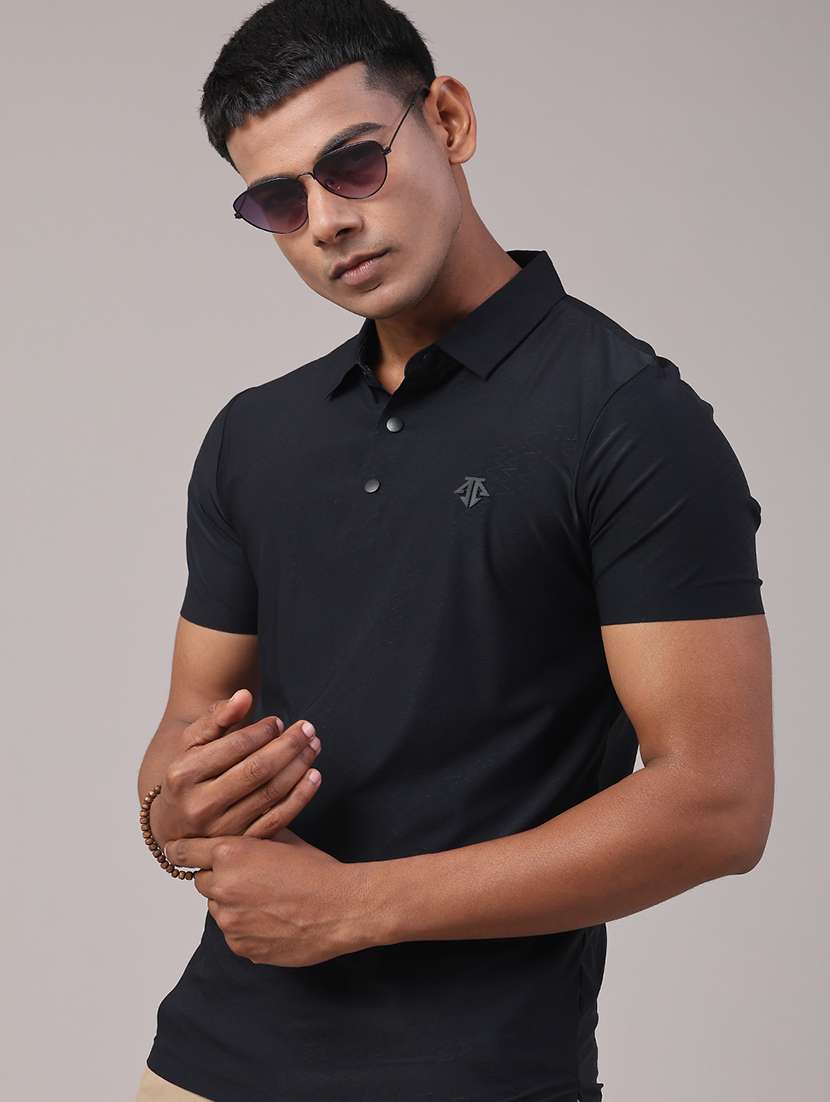men solid short sleeve polo t-shirt