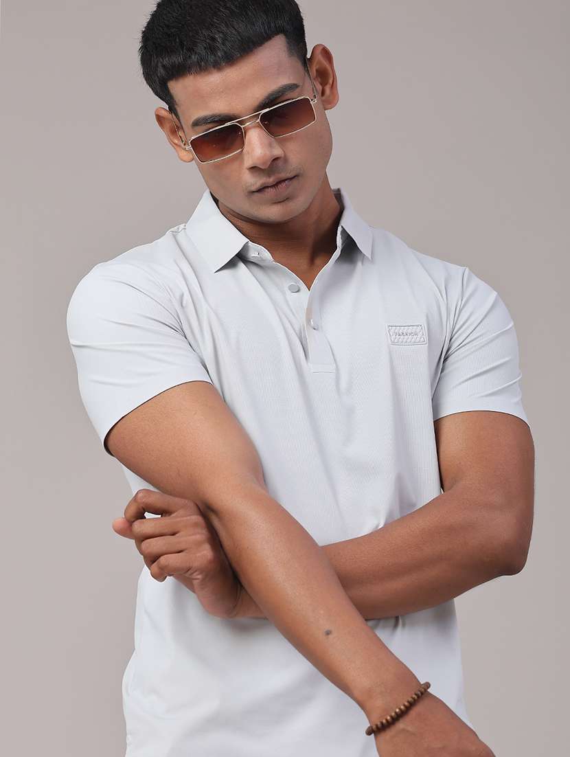 men solid short sleeve slim fit polo t-shirt