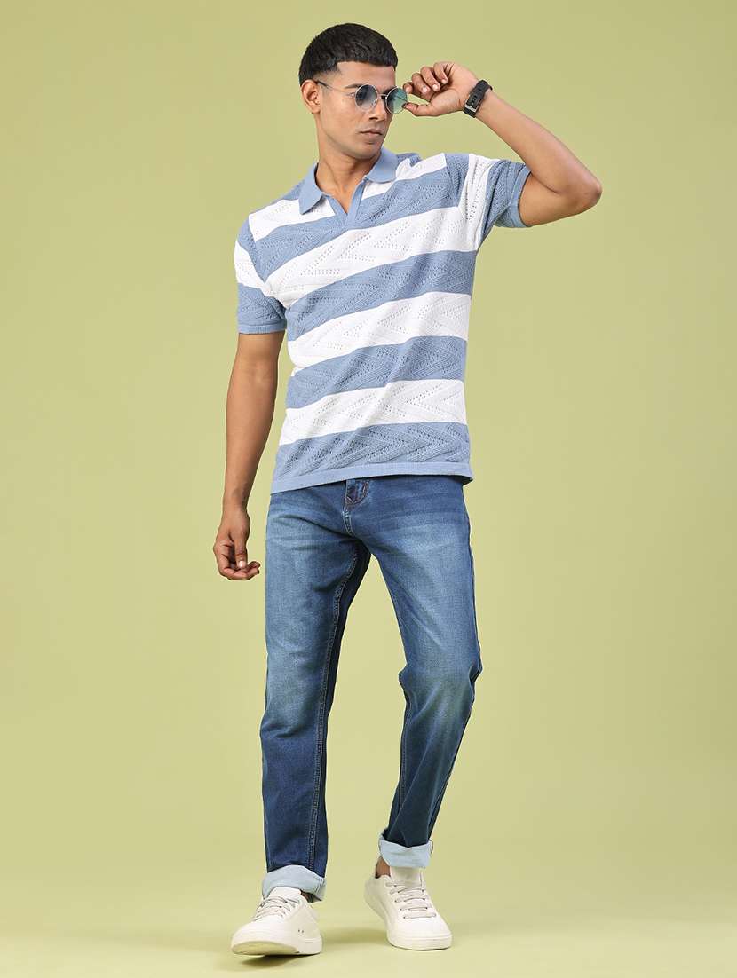 men striped short sleeve regular fit polo t-shirt - 22299832 -  Standard Image - 5