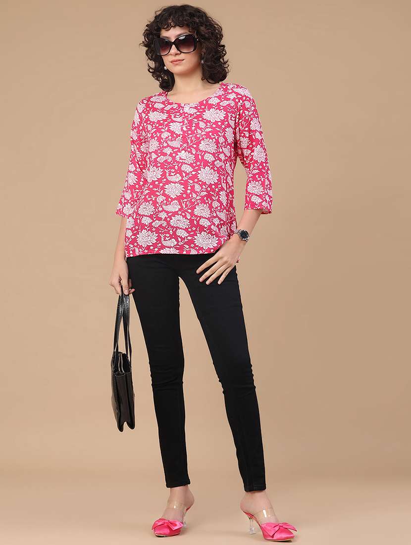 women printed three quarter sleeves straight kurti - 22299843 -  Standard Image - 5