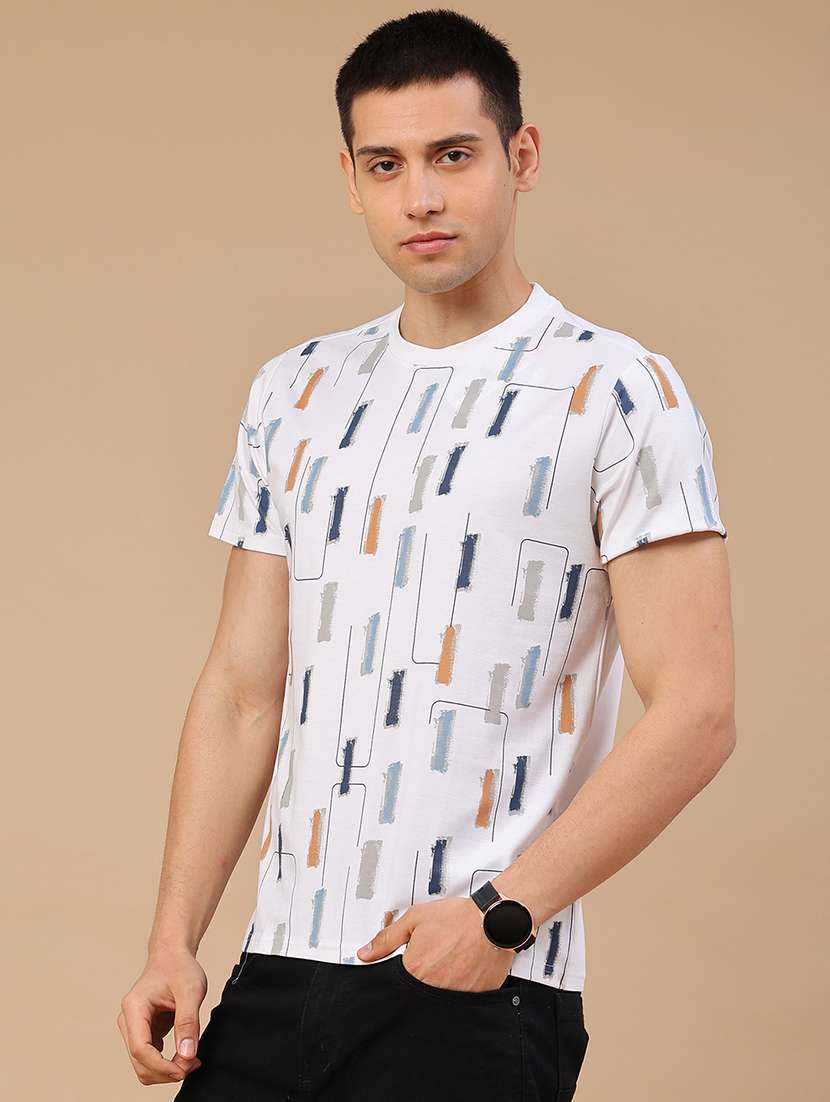 Men Printed Round Neck Regular Fit T-shirt - 22299865 -  Standard Image - 3