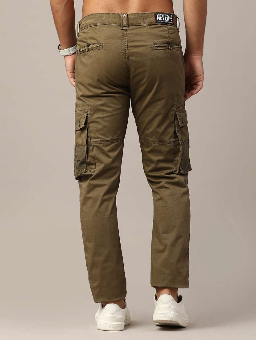 men solid mid rise regular fit cargo  - 22299922 -  Standard Image - 3