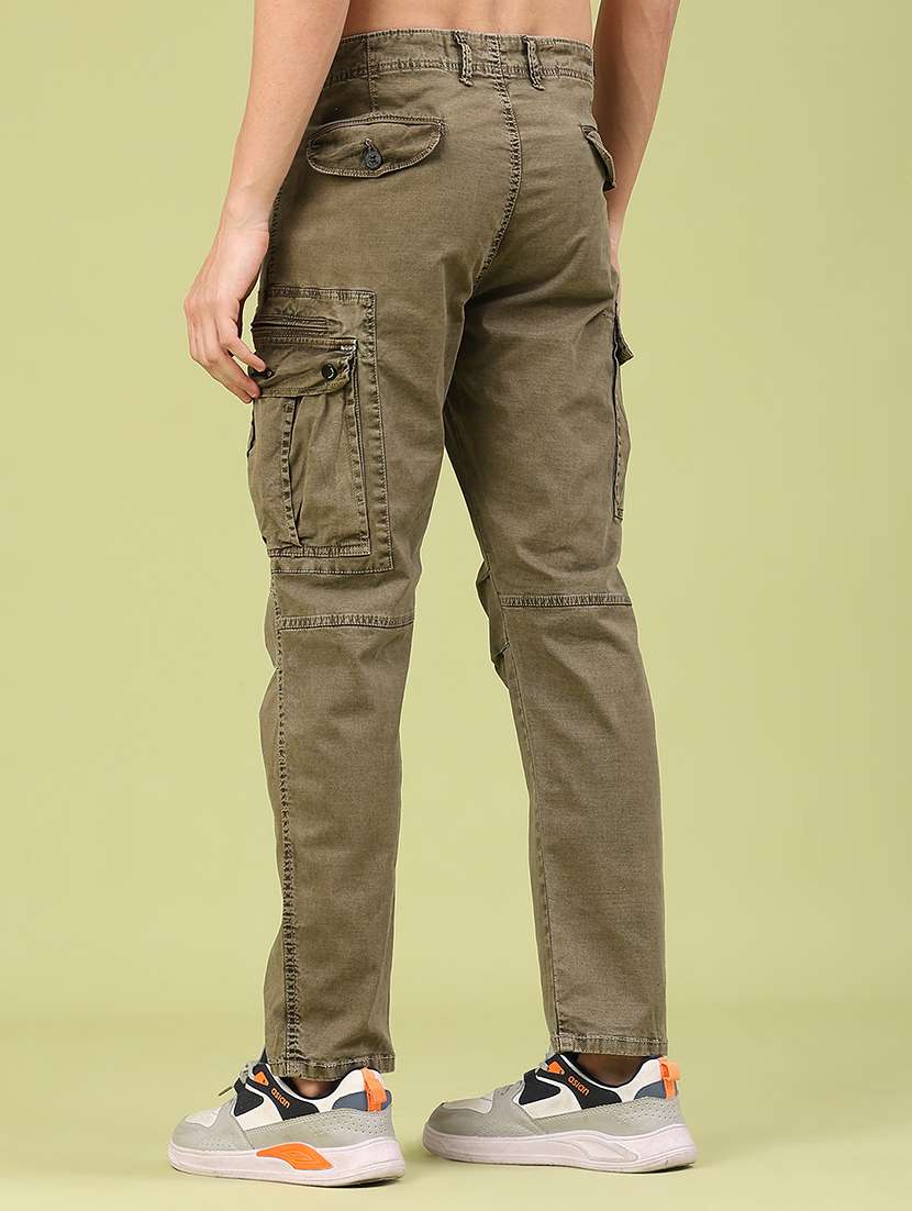 men solid mid rise regular fit cargo  - 22299926 -  Standard Image - 3