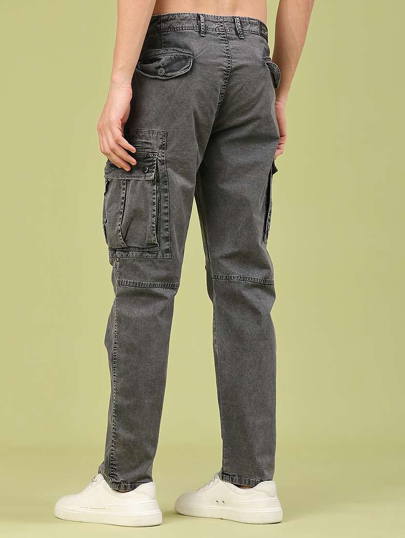 men solid mid rise regular fit cargo  - 22299927 -  Standard Image - 3