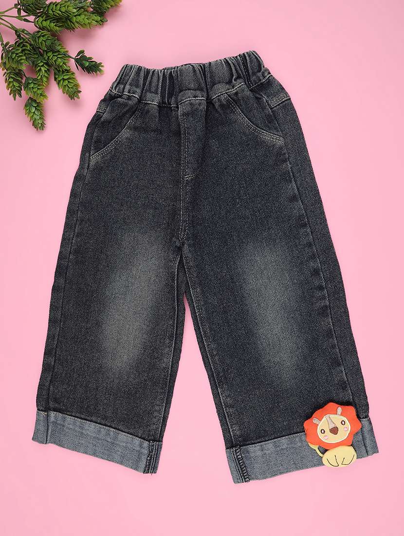 girls solid mid rise straight jean