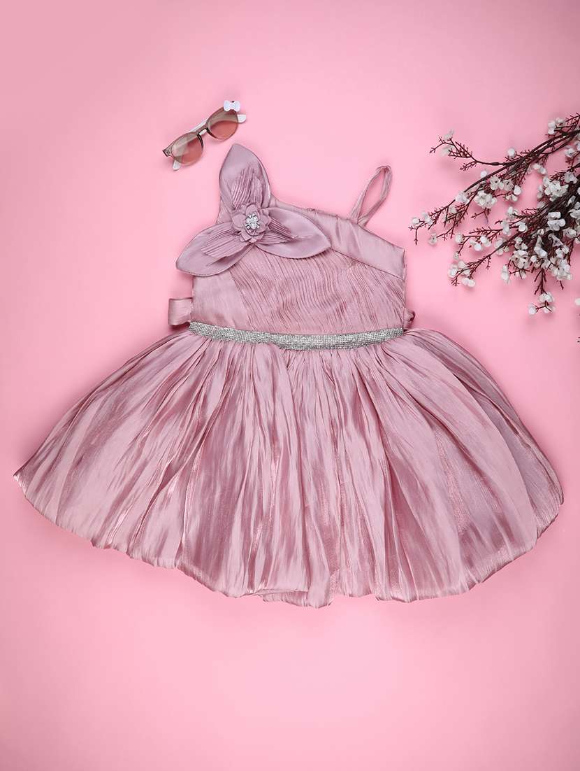 girls self designed sleeveless flared frock
