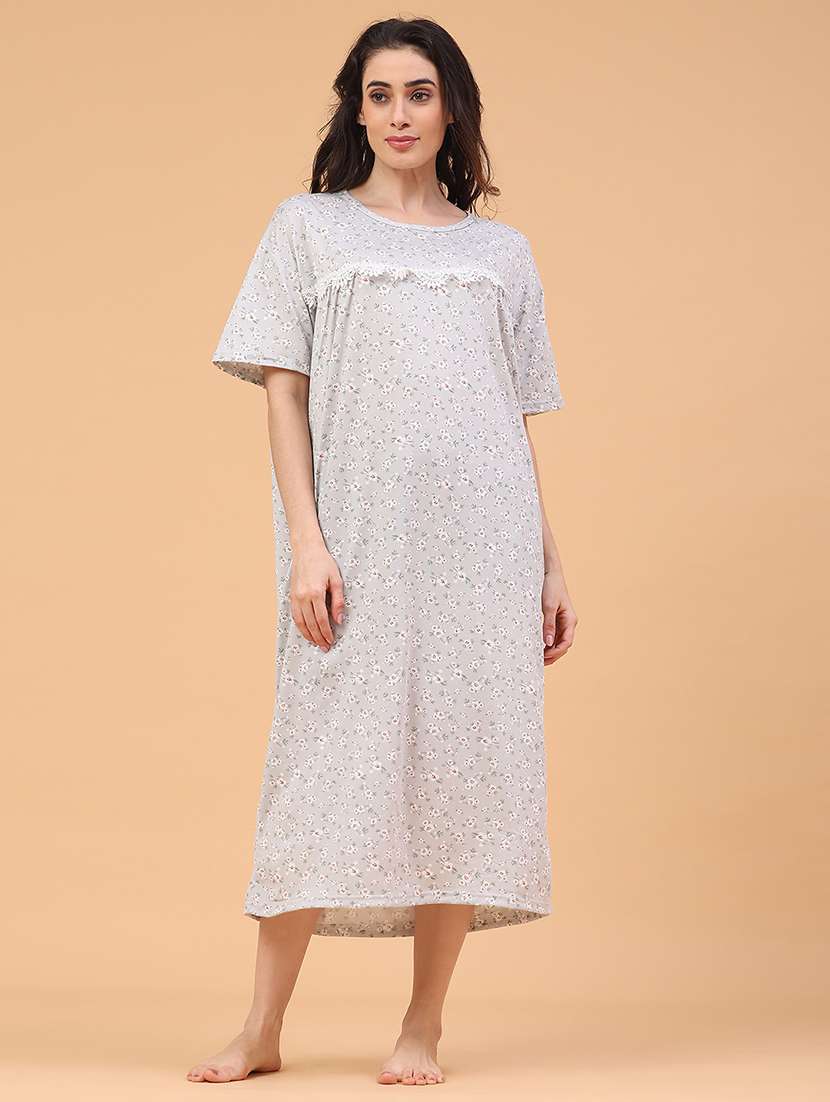 women printed short sleeve nighty