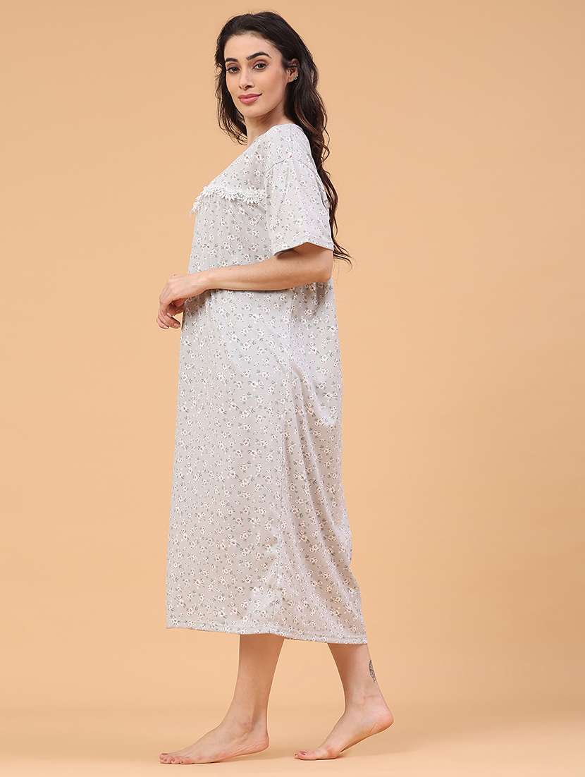 women printed short sleeve nighty - 22299970 -  Standard Image - 3